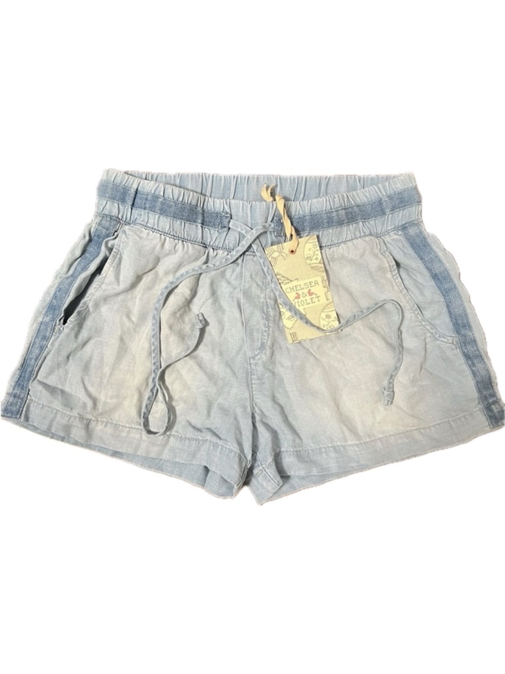 Chelsea & Violet Bay Wash Soft Chambray Drawstring Lightweight Shorts Size XS